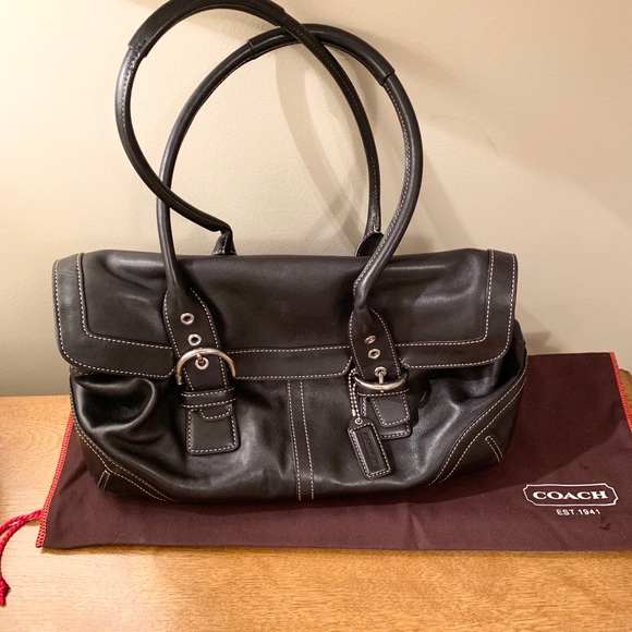 Coach Handbags - Coach Black Leather Satchel